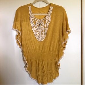 Marigold Yellow Boho Embroidered Detail Blouse